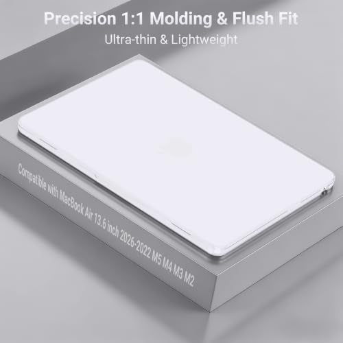 MOSISO Compatible with MacBook Air 13 inch Case M5 2026 M4 M3 M2 2025-2022 | A3449 A3240 A3113 A2681, Scratches-Resistant Protective Hard Shell for MacBook Air 13.6 inch Case, White - color: White