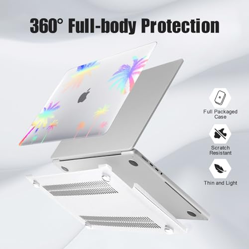 DTangLsm for MacBook Pro 14 inch Case 2026 M5 2025-2021 M4 M3 M2 M1 Pro Max | A3426 A3427 A3434 A3112 A3185 A3401 A2918 A2992 A2779 A2442 Clear Plastic Hardshell for Mac Pro 14+Keyboard Cover,CoconutTree - color: Laser Coconut Tree