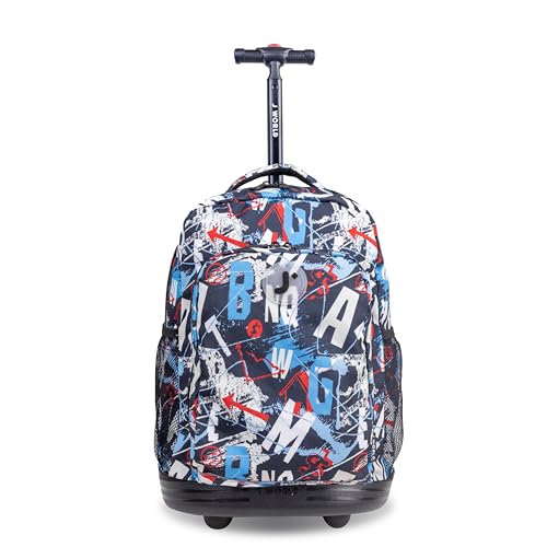 J World New York Sunny Rolling Backpack for Kids and Adults, Graffiti, 17 X 11.5X 5.5" (H X W X D)" - color: Multicolor