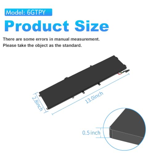 97WH 6GTPY Battery for Dell XPS 15 9550 9560 9570 7590 Precision 5510 5520 | 5530 5540 Vostro 7500 7590,Replacement 4GVGH GPM03 M2X4 5XJ28 05XJ28 5D91C 1P6KD P56F P56F001 P56F002 11.4V