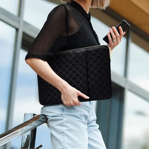 13 Inch Laptop Sleeve Case with Pocket & Accessory Bag, Black | Compatible with 13.3 inch MacBook Air/Pro MacBook Neo A18 Laptop Computer, Waterproof Polyester Elegant Laptop Carrying Case - color: Black, size: 13 Inch