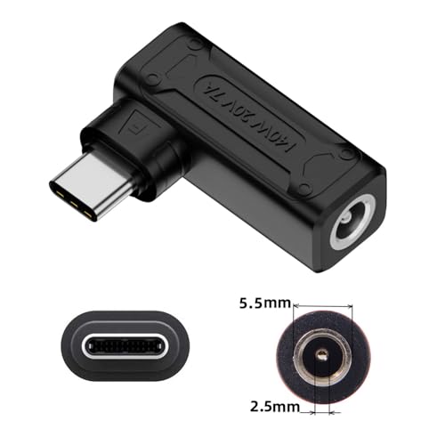 140W 100W DC Jack 5.5x2.5mm Input to USB-C Type-C Angled 90 Degree Power Plug Charge Adapter for Laptop Phone - style: 5.5x2.5mm 140W