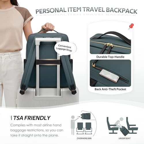 GOLF SUPAGS Travel Laptop Backpack for Women Airline Approved for Work College Travel Multi-Functional Casual Daypack Teacher Nurse Bags Fits 15.6 Inch Notebook (Atrovirens) - color: Atrovirens