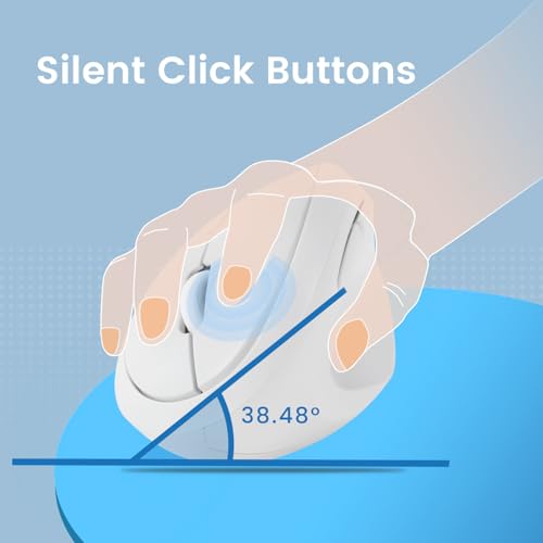 Perixx PERIMICE-719W Wireless Portable Vertical Mouse - Silent Clicks - Right-Handed Design - White - style: Wireless White