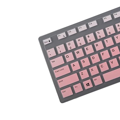 Keyboard Cover Skin for Dell KM636 KB216 KB216t KB216d KB216p Wired & Wireless Keyboard, Dell Optiplex 5250 3050 3240 5460 7450 7050, Dell Inspiron Desktop 24" 27" 5400 5490 7700 7790 3475 3670 3477 - color: Gradual Pink