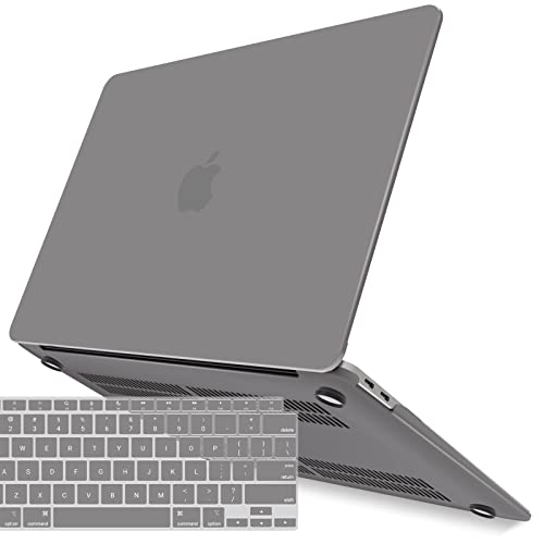 IBENZER Compatible with New MacBook Air 13 inch Case 2022 2021 2020 M1 A2337 A2179 A1932, Plastic Hard Shell Case with Keyboard Cover for Mac Retina Display with Touch ID, Ultra Gray, MAT13-UAGY+1 - color: Ultra Gray