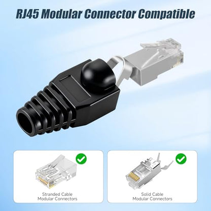 Soft Plastic Ethernet RJ45 Cable Connector Boots Cover Strain Relief Boots CAT5 CAT5E CAT6 CAT6E 100PCS (Black) - color: Black