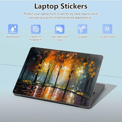 Universal Laptop Skin Sticker with 2 Wrist Pad Skins, Waterproof Scratch Resistant Vinyl Laptop Cover Decal, Cut to Fit for 11–15.6 Inch MacBook HP Dell Lenovo, Autumn Oil Painting - color: Autumn Oil Painting