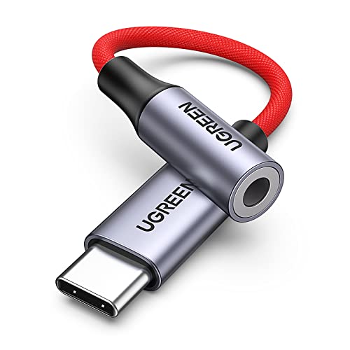 UGREEN USB C to 3.5mm Audio Adapter Type C to Aux 24bit/96kHz, Red | HiFi DAC, USB-C to Headphone Jack Dongle Cable Compatible with iPhone 17 16 Pro Max/16 Plus, iPad, Galaxy S26 Ultra, Pixel 10 - color: Red