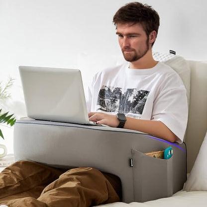 cooloo8 Soft Lap Desk Pillow for Adult, Extra Large Reading Pillow with Pocket, Arm Rest Pillow, Memory Foam Bed Rest Pillow can Reading, Working in Bed Floor Sofa (Grey) - size: Lap Desk Pillow - Large