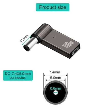 2PCS USB C to DC 7.4X5.0mm PD Trigger Laptop Charger Connector 100W Type-C to DC Female Barrel Plug Adapter for Dell Laptop Notebook