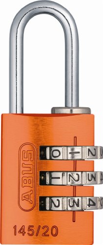 ABUS 145/20 Non-TSA Small Combination Lock for Luggage, Backpack, Resettable, Orange - color: Orange, size: 20 mm