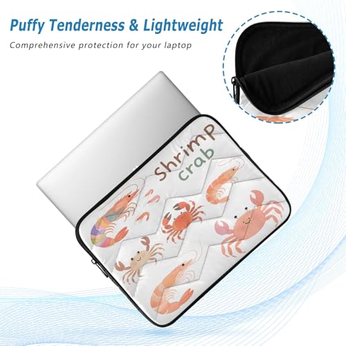 Cute Shrimp Crab Padded Laptop Sleeve Case 13 Inch Soft Quilted Laptop Bag Waterproof Computer Sleeves - color: Cute Shrimp Crab, size: Medium