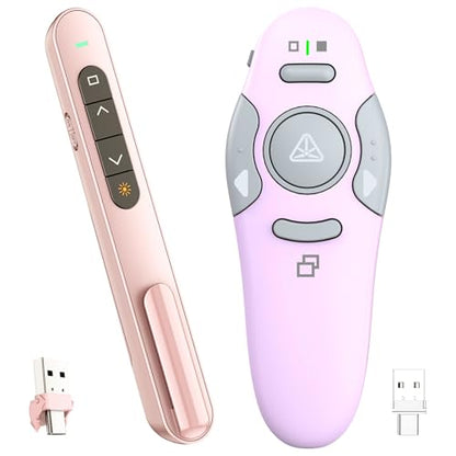 QUI Presenter Clicker USB A&C Bundle | Pen-Shaped Pink & Remote-Shaped Purple