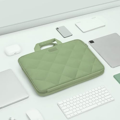 MOSISO 360 Protective Laptop Shoulder Bag, Double Layer Fluffy Padded Laptop Bag with Anti-theft Zipper - color: Antique Green, size: 13.3 inch