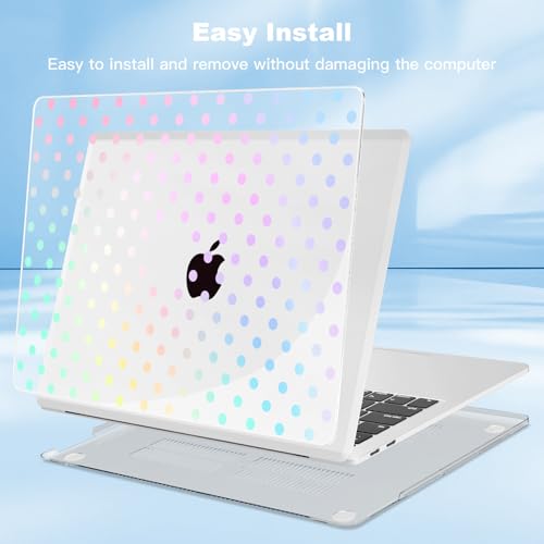 Teryeefi Printing Case for MacBook Pro 13 inch M2 M1 Chip (2022 2020 2019 2018 2017 2016) A2338 A2251 A2289 A2159 A1989 A1708 A1706, Hard Shell & Keyboard Cover & Screen Protector, Clear Polka Dots - color: Clear Polka Dots