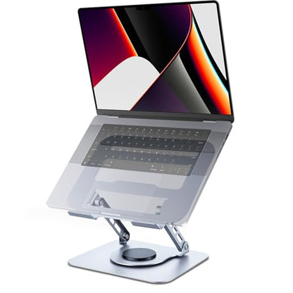 Leeboom 360° Rotating Laptop Stand, Aluminum Riser with Ergonomic Design | Adjustable ergonomic laptop holder fits 10–15.6-inch notebooks. Compatible with MacBook Air, Pro, Dell, HP, & Lenovo laptops - color: light silver