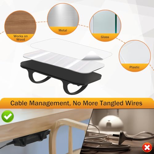 2 PACK Laptop Charger Holder Under Desk Power Brick Mount with Adhesive | Universal Silicone Flexible Non-Slip Power Adapter Organizer with Ventilated Design for Home, Office, Gaming Desk Dorm, Black