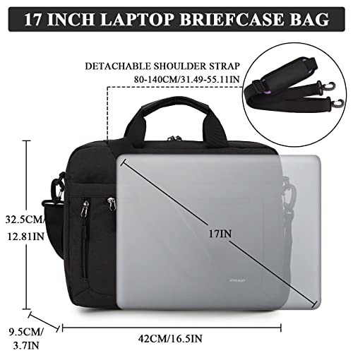 RAVUO 17inch Laptop Bag, Mens Water Resistant Shoulder Messenger Bag Computer Carrying Case Business Briefcase with Organizer Pocket | Water Resistant - color: 17inch-black