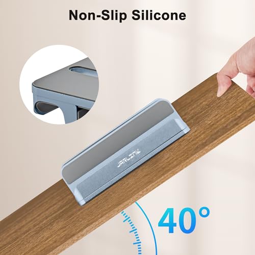 JARLINK 4-in-1 Adjustable Vertical Laptop Stand, Aluminum Holder, Grey | Space-Saving Aluminum Laptop Holder, Compatible with All MacBook, Surface, Chromebook, Phone, and Gaming Laptops. - color: Gray