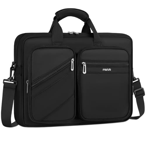 MOSISO Laptop Bag for Men 15.6 inch, 15-16 inch Computer Bags Compatible with MacBook Pro 16 inch/Air 15 inch, HP Dell Lenovo Acer Asus Notebook, Laptop Briefcase Messenger Bags with 4 Pockets, Black