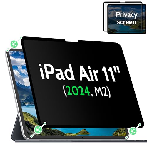 Privacy Screen Protector Compatible with iPad Air 11 M2/M3 (6/7th Generation,2024/2025), Anti-Glare Blue Light Film Anti-Spy Filter, Bubble-Free Shield Easy Install Guard Removable Cover - size: iPad Air 11 Inch