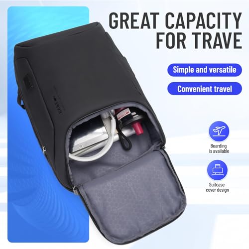 JODEBES 15.6 Inch Business Work Backpack with TSA Lock, Black | Water-resistant Laptop Backpack with USB Charging Port, Travel Carry On Bag for Men Women, Large Opening, Luggage Strap - color: 20193-black