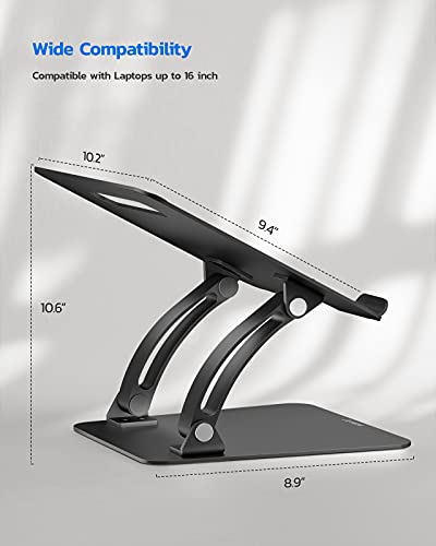 Nulaxy Fully Adjustable Laptop Stand for Desk, Dual Foldable Computer Riser with Heat-Vent, Ergonomic Notebook Holder Portable Office Accessories Compatible with Most Laptops, Black - color: Black