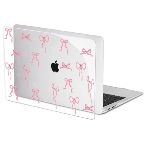 Compatible with 2021 2020 2019 2018 MacBook Air 13 inch Case M1 A2337 A2179 A1932 with Touch ID, Crystal Clear Pattern Plastic Hard Shell Case for MacBook Air 13 M1 2021, Pink Bowknot - color: Pink Bowknot