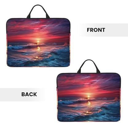 14 Inch Laptop Sleeve Case Waterproof Lightweight Laptop Case Bag Ocean Tide At Warm Twilight Travel Laptop BagsWith Handle Briefcase Messenger Bag For Women Men