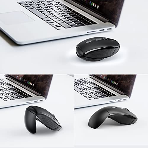 Folding Wireless Mouse, 2.4G Portable Travel Mouse with 3 Adjustable DPI (2000/1500/1000), 2-Year Battery Life, Compatible with Laptop, PC, Mac, Computer