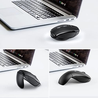 Folding Wireless Mouse, 2.4G Portable Travel Mouse with 3 Adjustable DPI (2000/1500/1000), 2-Year Battery Life, Compatible with Laptop, PC, Mac, Computer