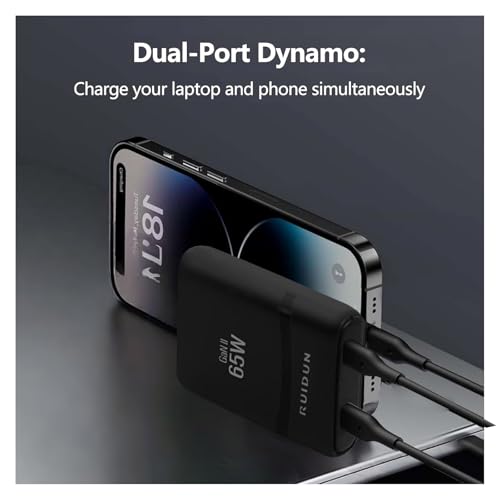 65W GaN USB C Charger,Dual-Port Fast Wall Charger,PD 3.0 & QC 4.0,Foldable Plug for MacBook Pro/Air, iPhone 15, iPad Pro, Galaxy S24, Steam Deck & More (Black-2C) - color: Black-2C