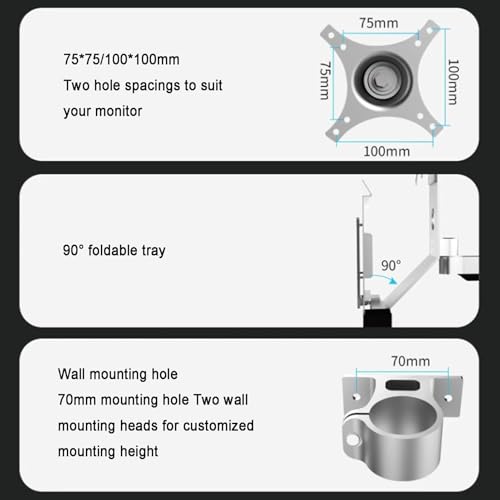Sit Stand Monitor Desk Mount w/Keyboard Tray,Full-Motion Articulating Arm,Cable Management,Load Capacity 8kg,Fits 17-27 Inch Screens,