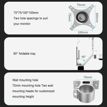Sit Stand Monitor Desk Mount w/Keyboard Tray,Full-Motion Articulating Arm,Cable Management,Load Capacity 8kg,Fits 17-27 Inch Screens,