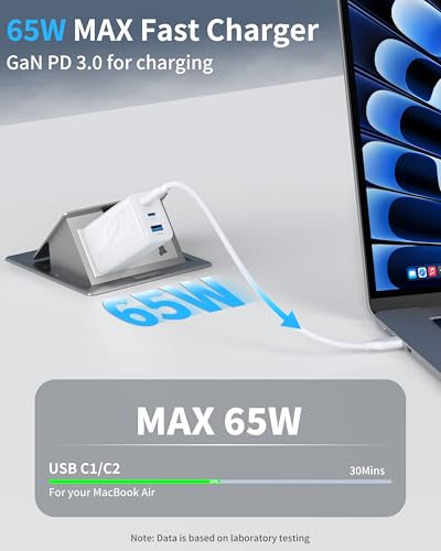 65W GaN Charger,3-Port USB C Charger,Wall Compact Foldable Fast Charger for iPhone 17 Pro Max/17 Pro/17 Air,16 Pro/16e Series, iPad, Samsung Galaxy S26/S25(White) - color: 1White Orca