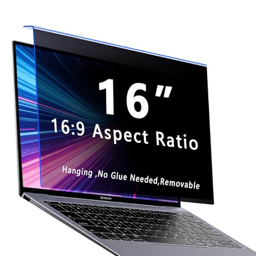 Removable 16" Hanging Privacy Screen Protector for 16:9 Laptops, Anti-Glare & Blue Light Blocking, ±30° Privacy Filter, Eye Protection, Instant Setup (16" 16:09(358×235mm)) - size: 16" 16:09(358×235mm)