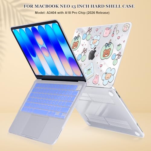 for MacBook Neo 13 inch Case 2026 Release A3404 Cover, Ultra-Thin Printed Pattern Plastic Hard Shell Case Protective Case for MacBook Neo 13 with Apple A18 Pro Chip, Cute Little Bear - color: Cute Little Bear