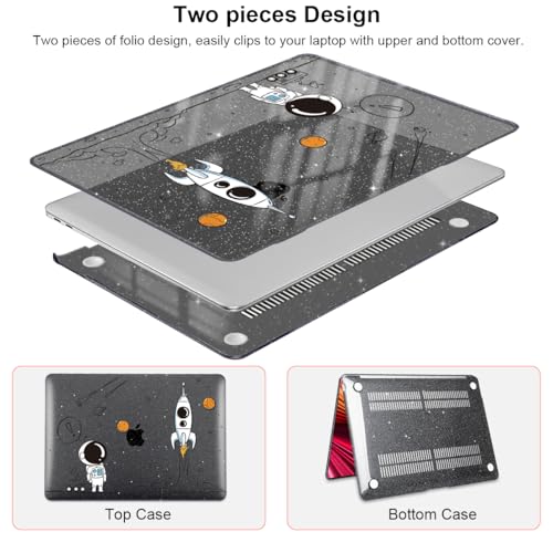 for MacBook Air 13 inch Case 2020 2019 2018 Release M1 A2337 A2179 A1932, Glitter Crystal Pritned Pattern Hard Case Cover for Mac Air 13.3" Retina Display Touch ID, Astronauts & Spacecraft - color: Astronauts & Spacecraft
