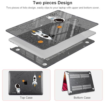for MacBook Air 13 inch Case 2020 2019 2018 Release M1 A2337 A2179 A1932, Glitter Crystal Pritned Pattern Hard Case Cover for Mac Air 13.3" Retina Display Touch ID, Astronauts & Spacecraft - color: Astronauts & Spacecraft