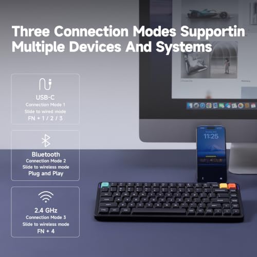NuPhy Air75 V3 Low Profile Mechanical Keyboard with knob,75% Custom Hot-Swap Wireless Keyboard with Gasket Mount,RGB Backlit,Multi-Device Bluetooth/2.4GHz/USB-C for Mac Windows,Black-Blush nano switch - color: Black, size: Blush nano Switch