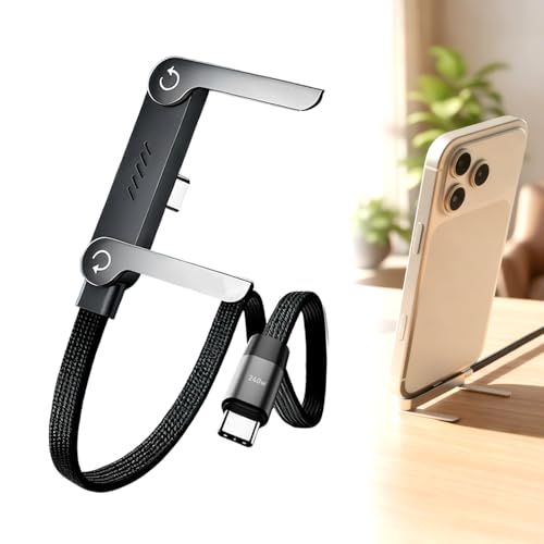 240W Braided Fast Charge Cable with Built-in Phone Stand, 2026 New Foldable Durable USB-C Cord 90 Degree USB C Cable Right Angle Multi-Functional Charger Cord, Type-C to Type-C (1-PCS) - color: 1-PCS