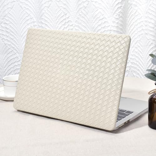 Seorsok Compatible with MacBook Air 13 Inch Case 2022-2018 Release A1932 A2179 M1 A2337 Touch ID,Elegant Leather Plastic Hard Shell Case&Transparent Keyboard Cover,Beige Tartan PVC,No Logo Cutout - color: Light Beige, size: Air 13(A1932 A2179 M1 A2337)