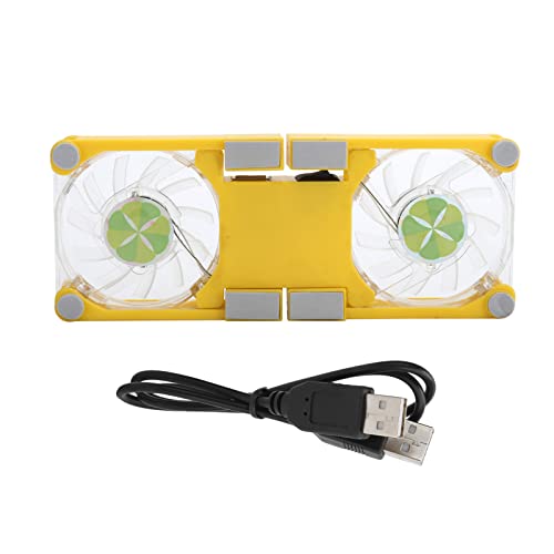 USB Cooling Pad, Laptop Cooling Stand with Fans and LED Blue Light, Simple Design, Safe Power Supply, Wide Application, Anti Skid Mount, Foldable Cooler (Yellow) - color: Yellow