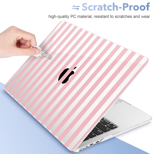 May Chen for MacBook Air 15 inch Case M5 M4 M3 M2 2026 2024-2023, Model A3448 A3241 A3114 A2941, Closes Seamlessly Hard Shell Laptop Cover with Keyboard Cover, Pink Stripes - color: Pink stripes