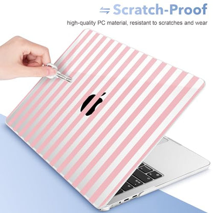 May Chen for MacBook Air 15 inch Case M5 M4 M3 M2 2026 2024-2023, Model A3448 A3241 A3114 A2941, Closes Seamlessly Hard Shell Laptop Cover with Keyboard Cover, Pink Stripes - color: Pink stripes