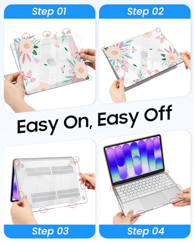Fintie Case for MacBook Neo 13 Inch with Keyboard Skin & Screen Protector | 2026 A3404, Snap-On Design, Slim Fit, Hard Shell Cover, Crystal Camellia - color: Crystal Camellia