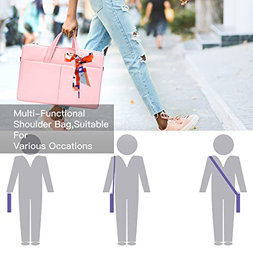 14-15 Inch Laptop Shoulder Sleeve Bag Women Ladies Briefcase for Macbook Pro 14" M5-M1, Macbook Air 15" M5-M2, HP Pavilion 14, Dell Inspiron 14, Lenovo ASUS Acer Chromebook 14" Carrying Case, Pink - color: Pink, size: 13.5-15 Inch