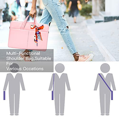 14-15 Inch Laptop Shoulder Sleeve Bag Women Ladies Briefcase for Macbook Pro 14" M5-M1, Macbook Air 15" M5-M2, HP Pavilion 14, Dell Inspiron 14, Lenovo ASUS Acer Chromebook 14" Carrying Case, Pink - color: Pink, size: 13.5-15 Inch