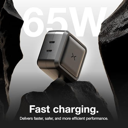 NOCO XGrid X65 65W USB-C GaN Wall Charger Block with Power Delivery | Dual USB-C Port, PD 3.0, QC 4.0+ & PPS Fast Charging, Foldable Compact Design, Charges All USB-C Devices, UL Certified